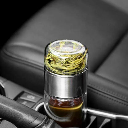 390ml Double Wall Glass Tea Infuser Bottle by HitMyNeed