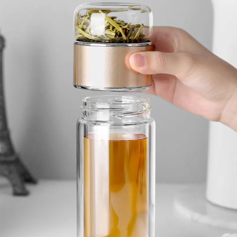 390ml Double Wall Glass Tea Infuser Bottle by HitMyNeed