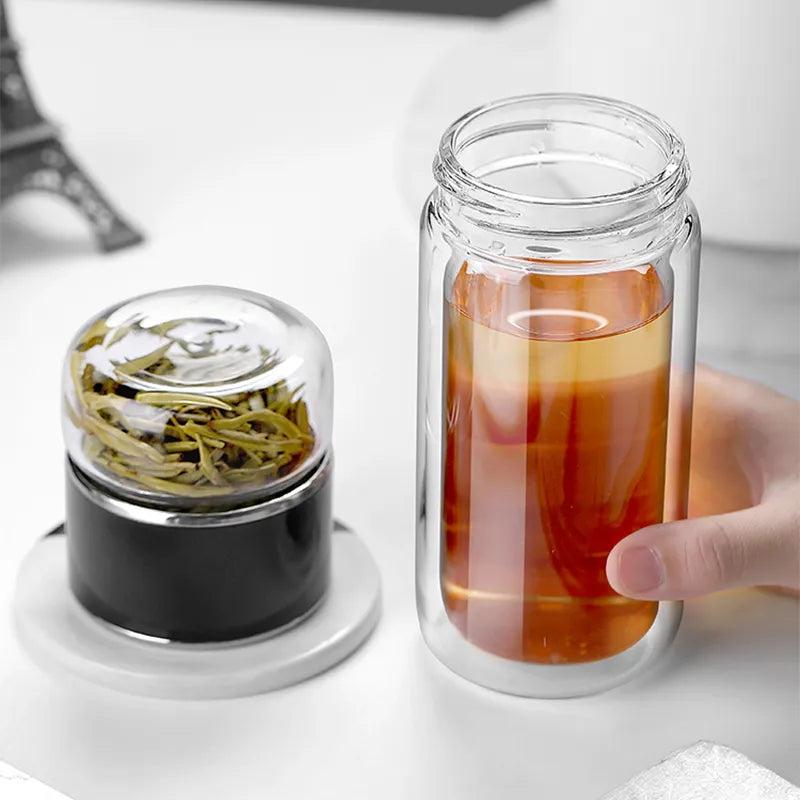 390ml Double Wall Glass Tea Infuser Bottle by HitMyNeed