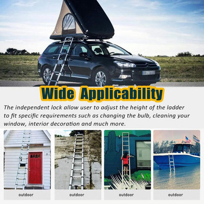 3.2m Stainless Steel Telescopic Ladder 10.5ft EN131 by HitMyNeed