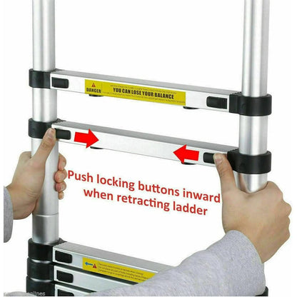 3.2m Stainless Steel Telescopic Ladder 10.5ft EN131 by HitMyNeed