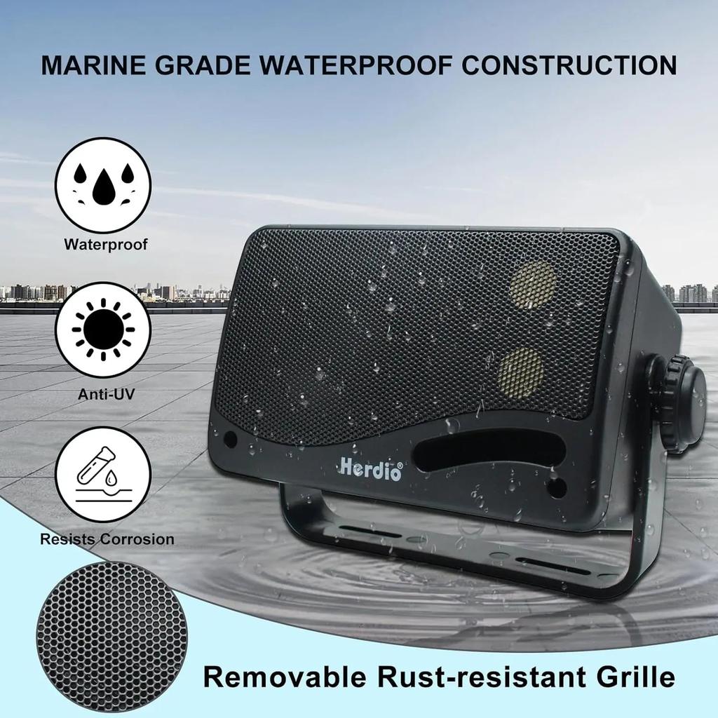 3.5" 200W 3‑Way Waterproof Wall Mount Outdoor Speakers by HitMyNeed