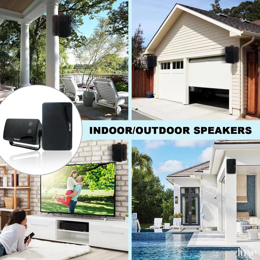 3.5" 200W 3‑Way Waterproof Wall Mount Outdoor Speakers by HitMyNeed