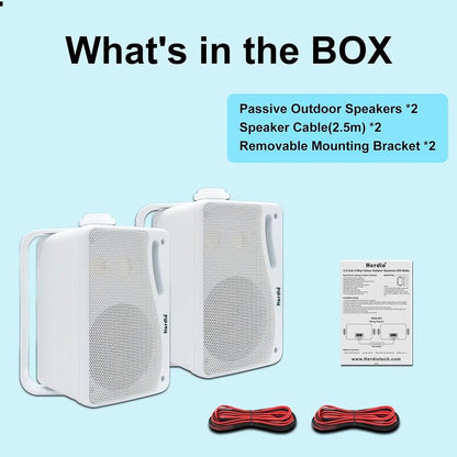 3.5" 200W 3‑Way Waterproof Wall Mount Outdoor Speakers white by HitMyNeed