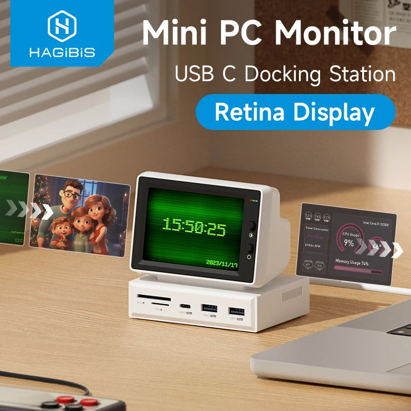 3.5" IPS AIDA64 Mini Performance Monitor with USB‑C Hub by HitMyNeed