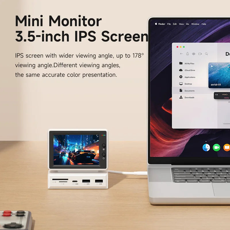 3.5" IPS AIDA64 Mini Performance Monitor with USB‑C Hub by HitMyNeed