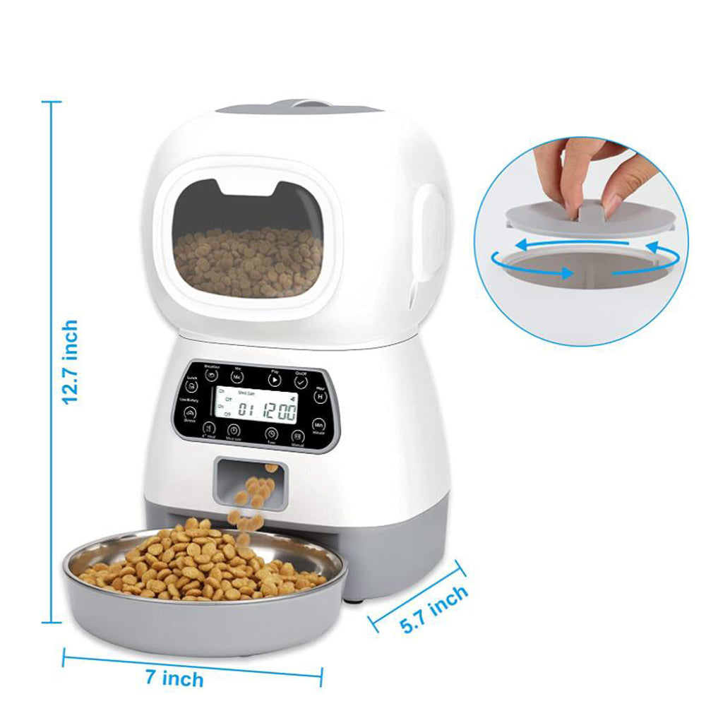 3.5L Automatic Pet Feeder with Timer & Steel Bowl by HitMyNeed