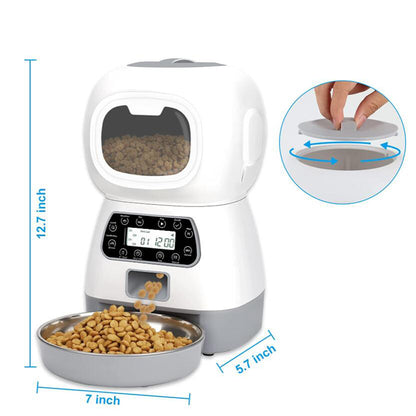 3.5L Automatic Pet Feeder with Timer & Steel Bowl by HitMyNeed