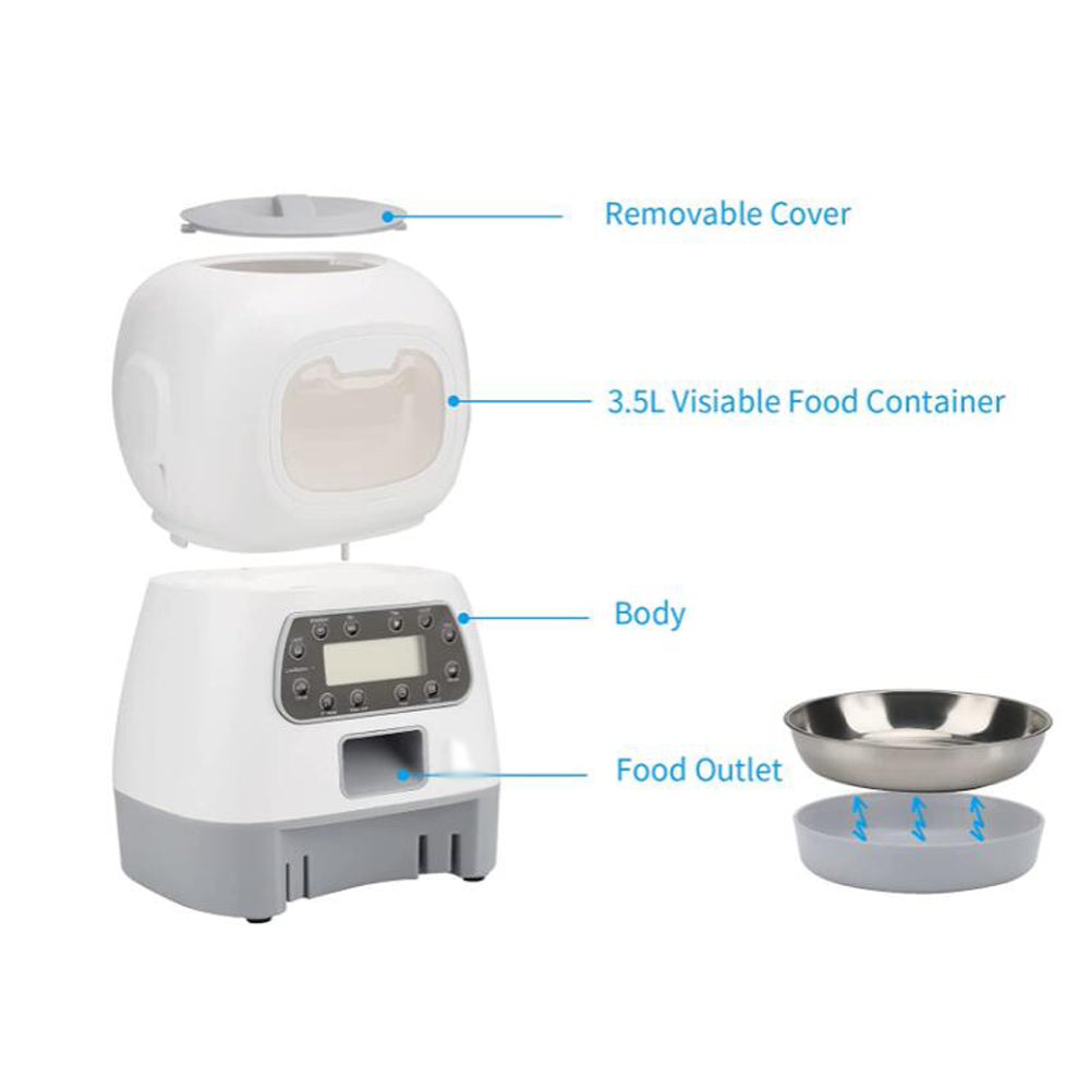 3.5L Automatic Pet Feeder with Timer & Steel Bowl by HitMyNeed