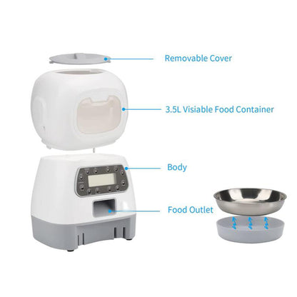 3.5L Automatic Pet Feeder with Timer & Steel Bowl by HitMyNeed