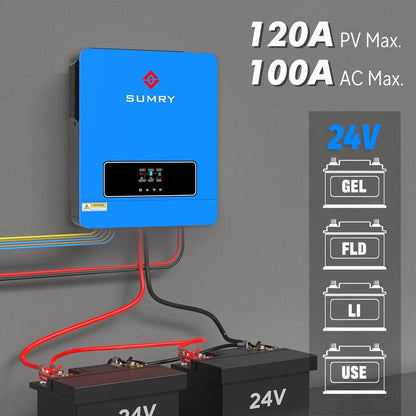 3.6kW 24V Hybrid Solar Inverter 120V Dual Output MPPT by HitMyNeed