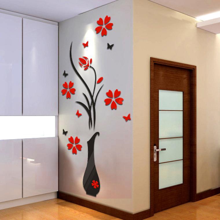 3D Acrylic Wall Sticker Decor - Flower Vase Design by HitMyNeed