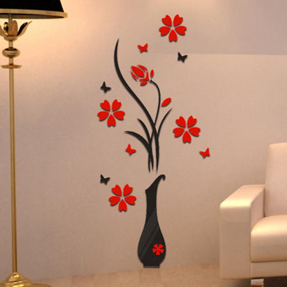 3D Acrylic Wall Sticker Decor - Flower Vase Design by HitMyNeed