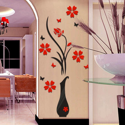 3D Acrylic Wall Sticker Decor - Flower Vase Design by HitMyNeed