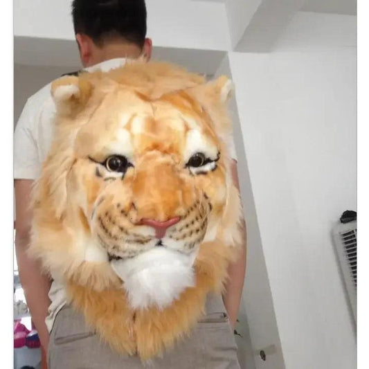 3D Animal Fur Backpack & Crossbody Bag for Girls lion by HitMyNeed