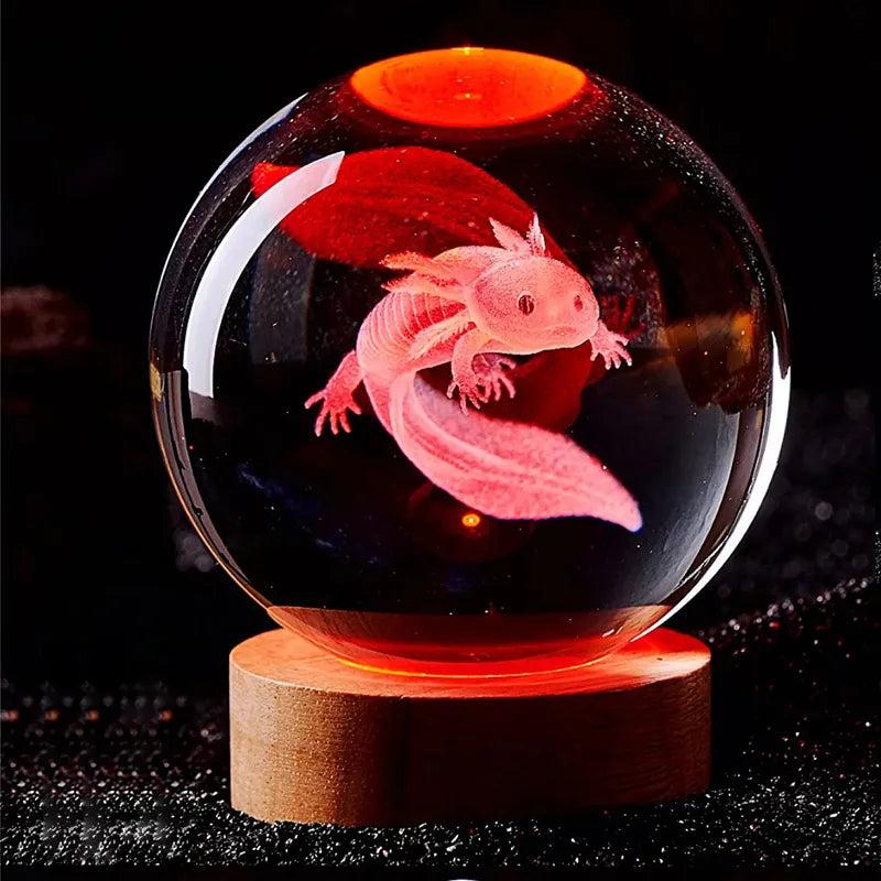 3D Axolotl Crystal Ball Color-Changing Night Light by HitMyNeed