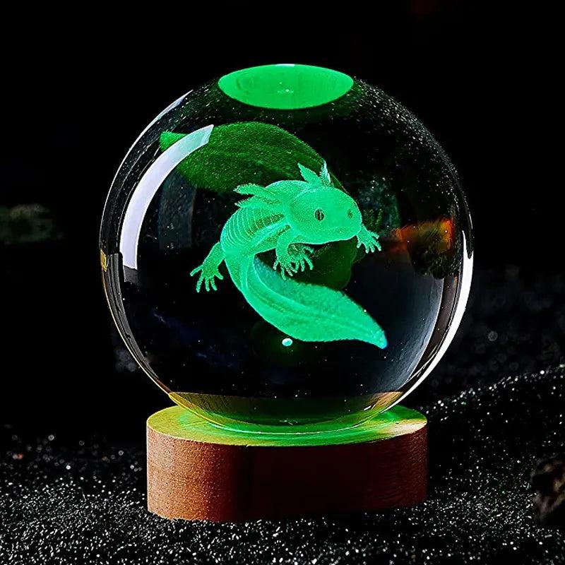 3D Axolotl Crystal Ball Color-Changing Night Light by HitMyNeed