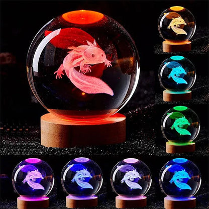 3D Axolotl Crystal Ball Color-Changing Night Light by HitMyNeed