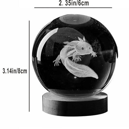 3D Axolotl Crystal Ball Color-Changing Night Light by HitMyNeed