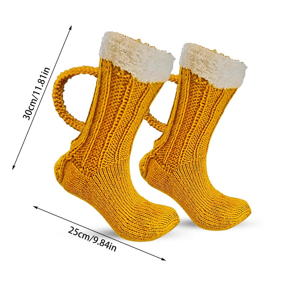 3D Beer Mug Christmas Knit Socks Unisex by HitMyNeed