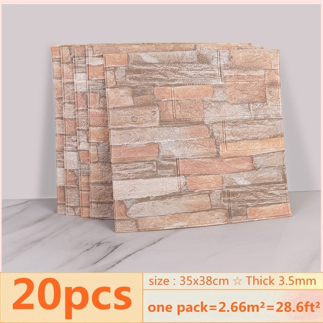 3D Brick Wall Stickers Wallpaper Panels (20 Pack) 5 by HitMyNeed