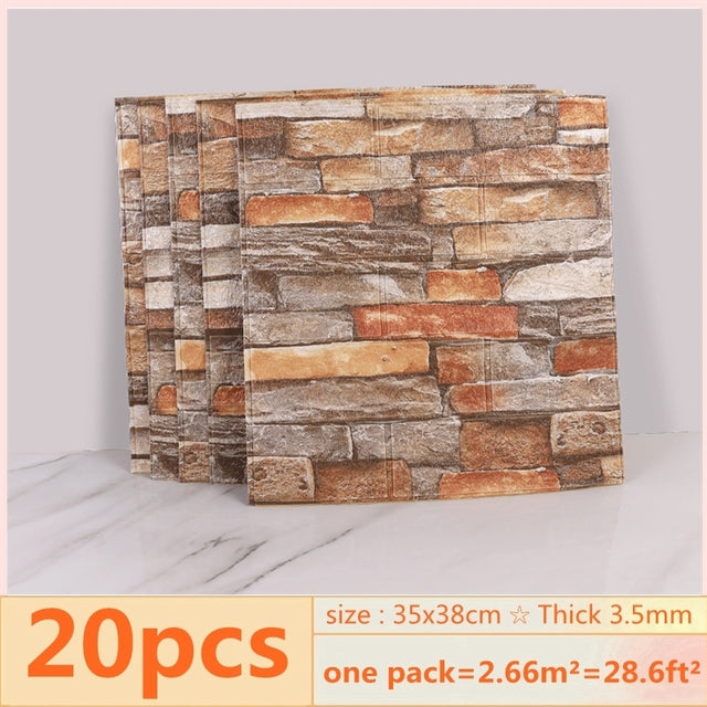 3D Brick Wall Stickers Wallpaper Panels (20 Pack) 8 by HitMyNeed