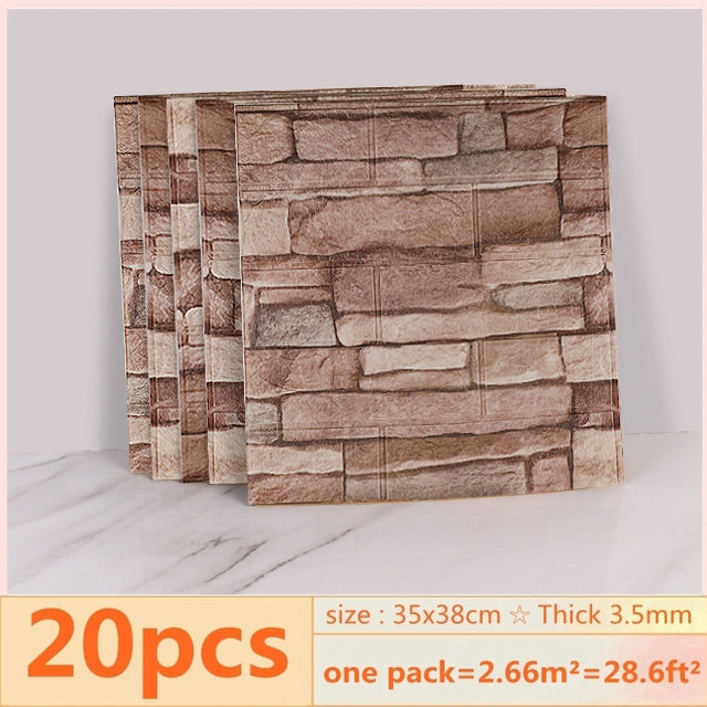 3D Brick Wall Stickers Wallpaper Panels (20 Pack) 9 by HitMyNeed