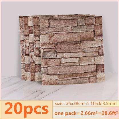 3D Brick Wall Stickers Wallpaper Panels (20 Pack) 9 by HitMyNeed