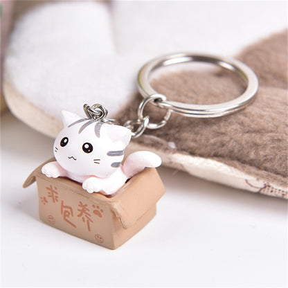 3D Cat Keyring with Cat-in-a-Box Charm a by HitMyNeed