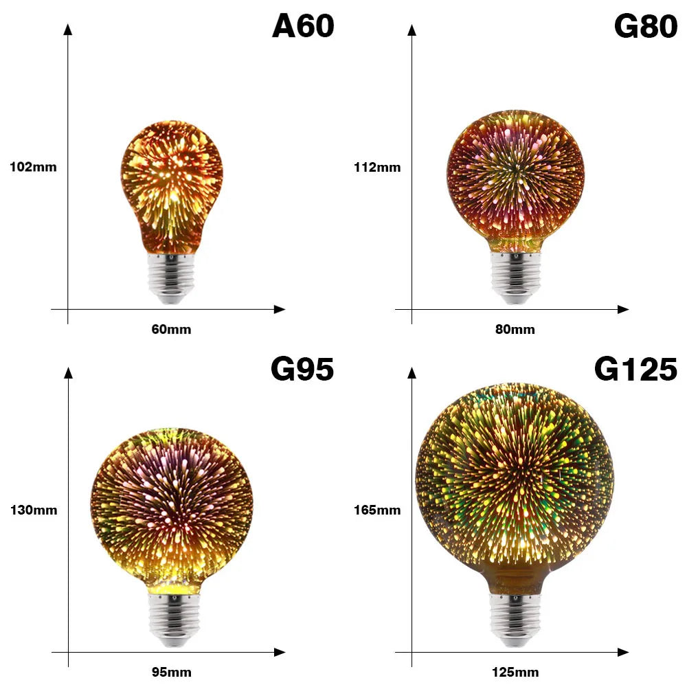 3D Colorful LED Edison Fireworks Bulb E27 220V by HitMyNeed