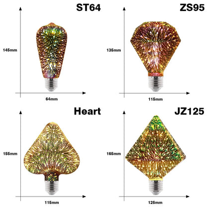 3D Colorful LED Edison Fireworks Bulb E27 220V by HitMyNeed