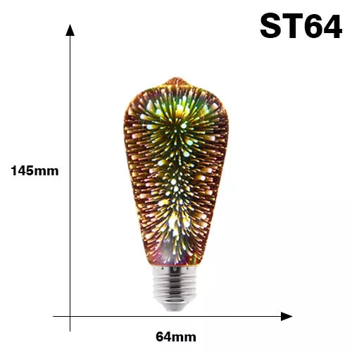 3D Colorful LED Edison Fireworks Bulb E27 220V st64 by HitMyNeed