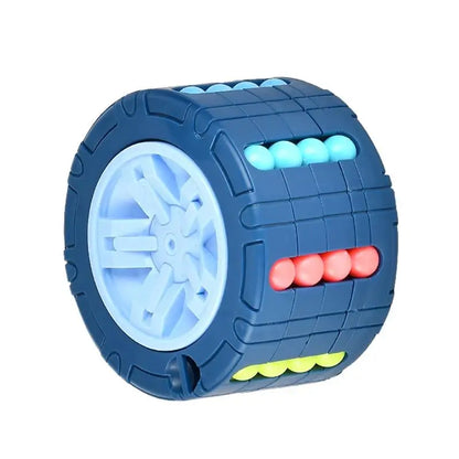 3D Cylinder Cube Montessori Rotating Bean Puzzle Toy blue by HitMyNeed