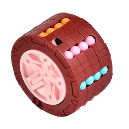3D Cylinder Cube Montessori Rotating Bean Puzzle Toy brown by HitMyNeed