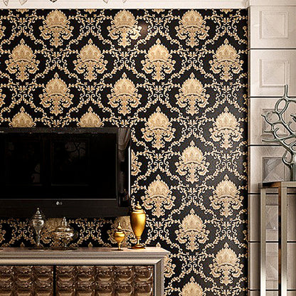 3D Embossed Black and Gold Vinyl Wallpaper Roll by HitMyNeed