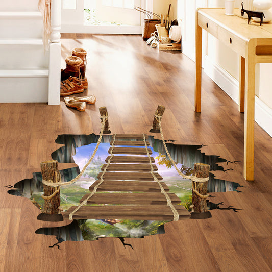 3D Floor Sticker Home Bridge Illusion Decal 90x60cm by HitMyNeed