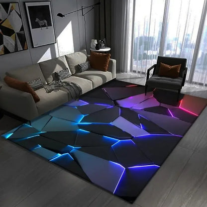 3D Geometric Dark Gaming & Bedroom Area Rug by HitMyNeed