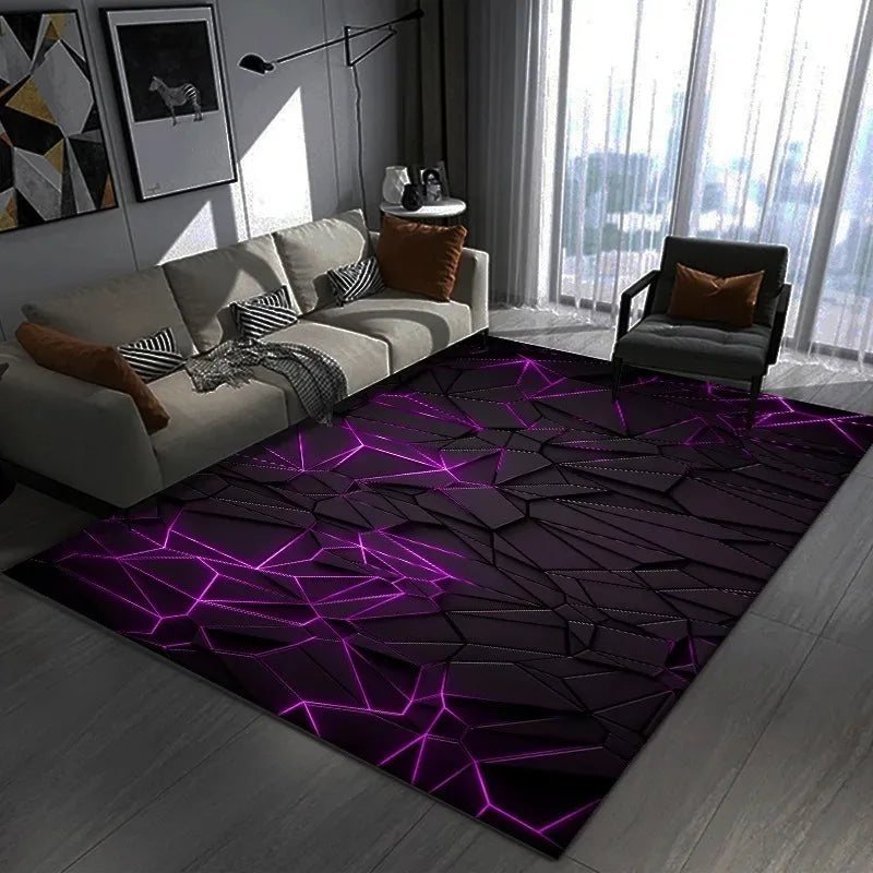 3D Geometric Dark Gaming & Bedroom Area Rug by HitMyNeed