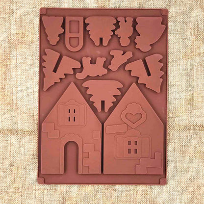 3D Gingerbread House Silicone Mold Set (2pcs) by HitMyNeed