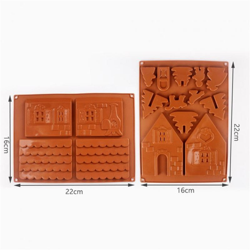 3D Gingerbread House Silicone Mold Set (2pcs) by HitMyNeed