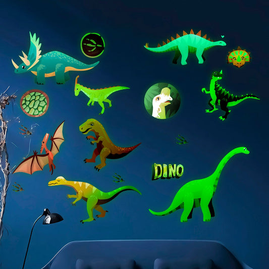 3D Glow in the Dark Dinosaur Wall Stickers (17 pcs) by HitMyNeed