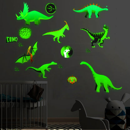 3D Glow in the Dark Dinosaur Wall Stickers (17 pcs) by HitMyNeed