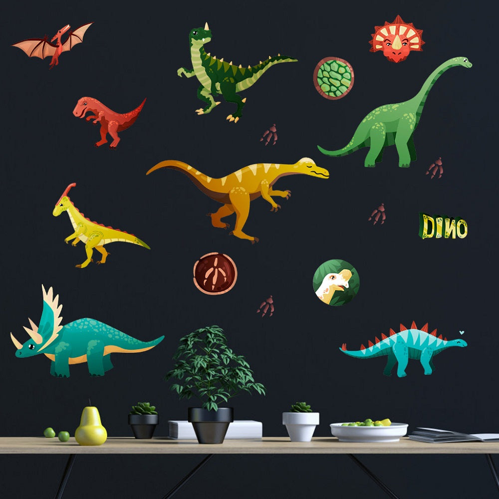 3D Glow in the Dark Dinosaur Wall Stickers (17 pcs) by HitMyNeed