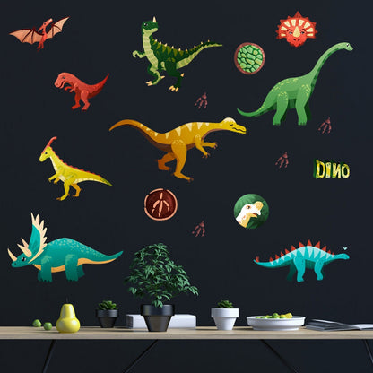 3D Glow in the Dark Dinosaur Wall Stickers (17 pcs) by HitMyNeed