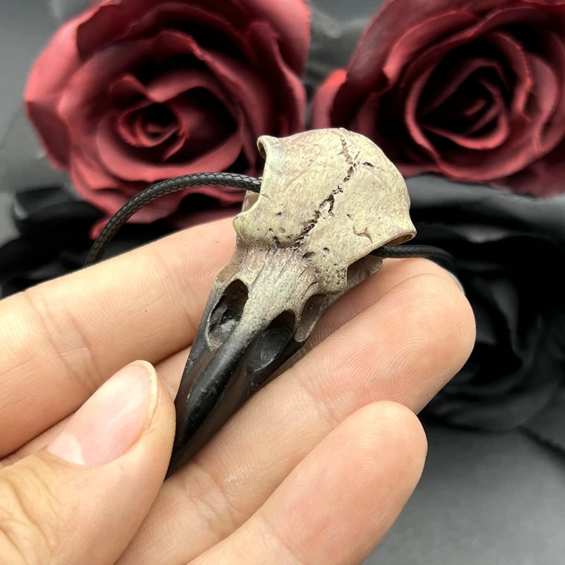 3D Gothic Raven Skull Resin Necklace by HitMyNeed