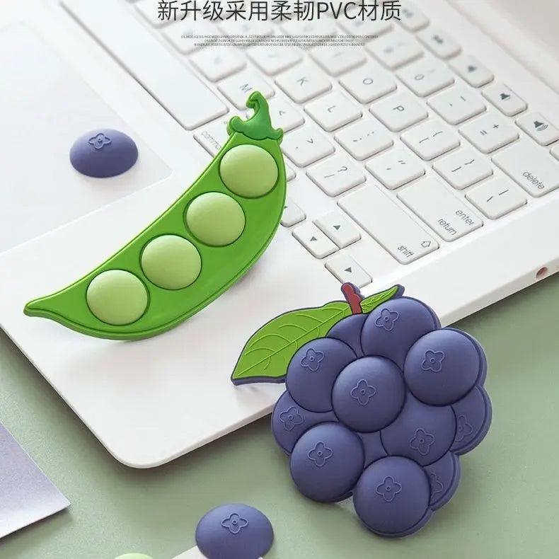 3D Grape & Pea Acrylic Fridge Magnet Set 2pcs by HitMyNeed