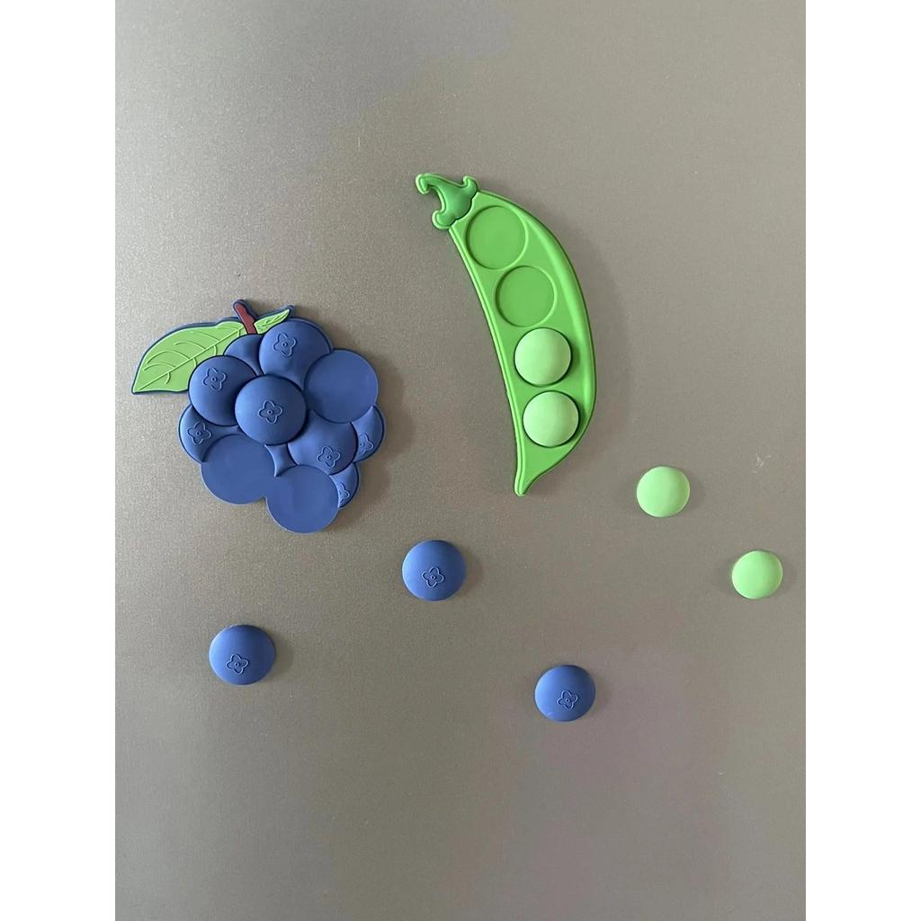 3D Grape & Pea Acrylic Fridge Magnet Set by HitMyNeed