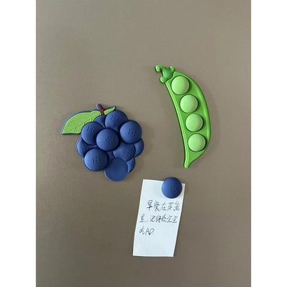 3D Grape & Pea Acrylic Fridge Magnet Set by HitMyNeed