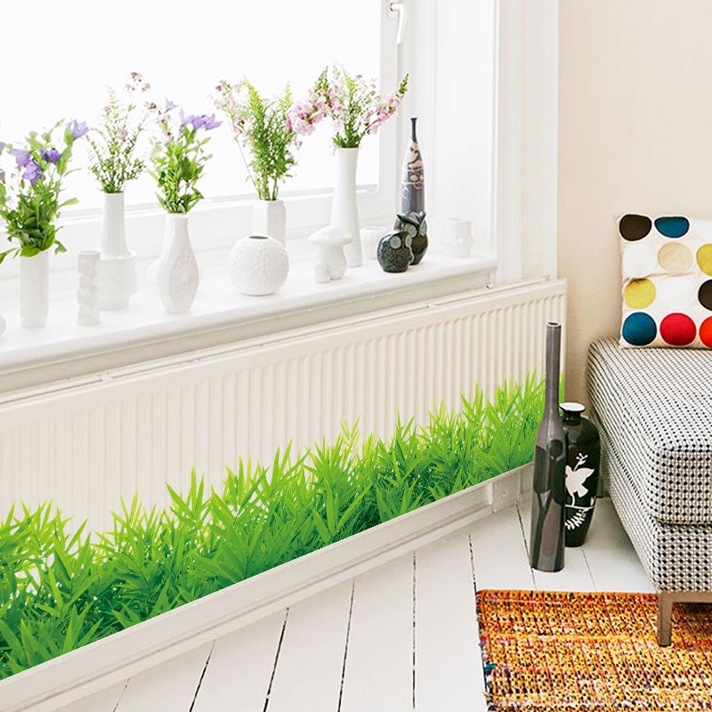 3D Green Grass Wall Sticker, 132 x 26 cm PVC Decal by HitMyNeed