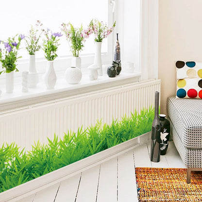 3D Green Grass Wall Sticker, 132 x 26 cm PVC Decal by HitMyNeed